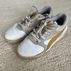 Puma White and Yellow Athletic Shoes